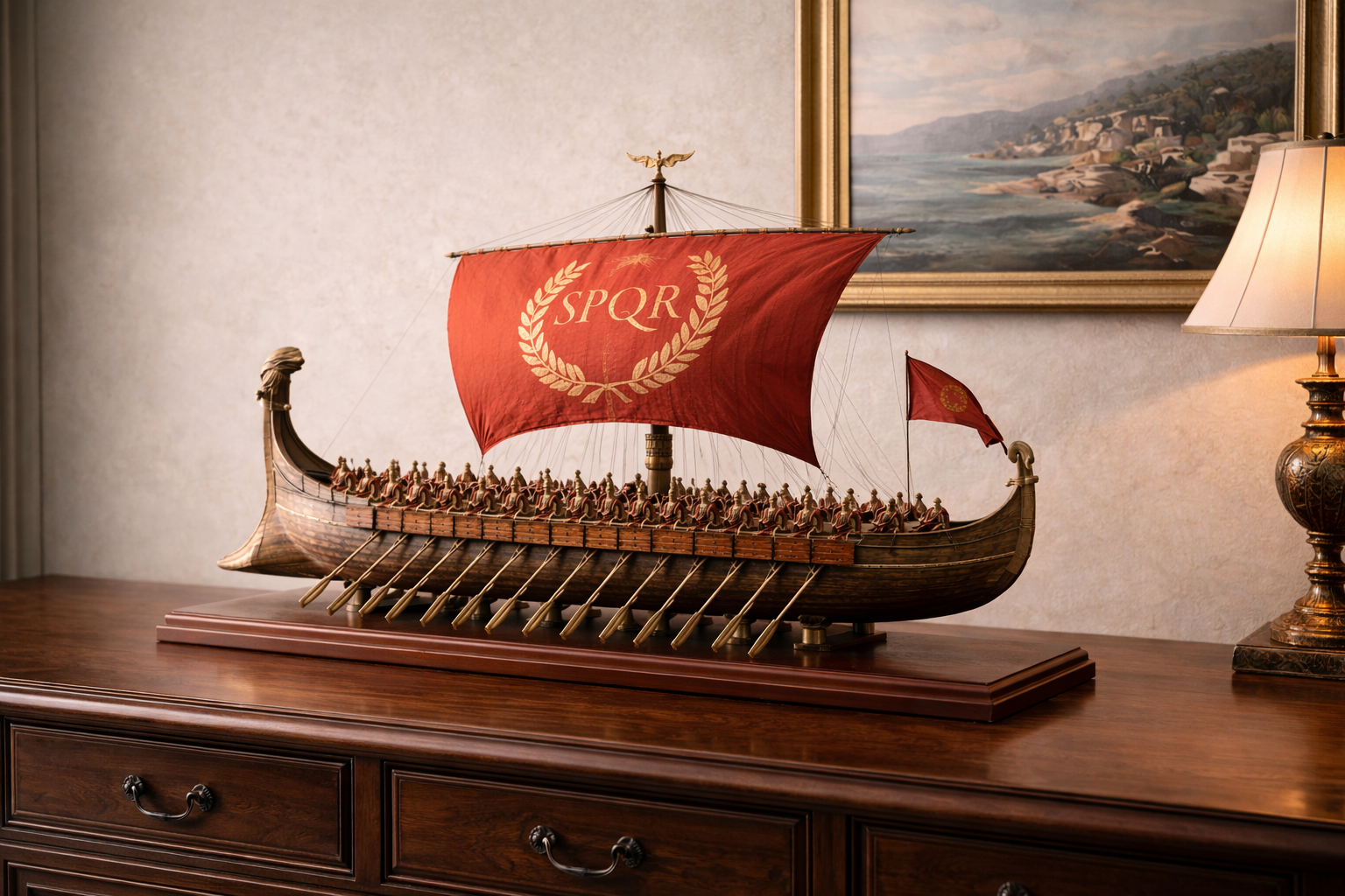 Trireme Romana - Maquette - Generata da IA